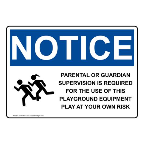 Osha Parental Or Guardian Supervision Sign With Symbol One 36617