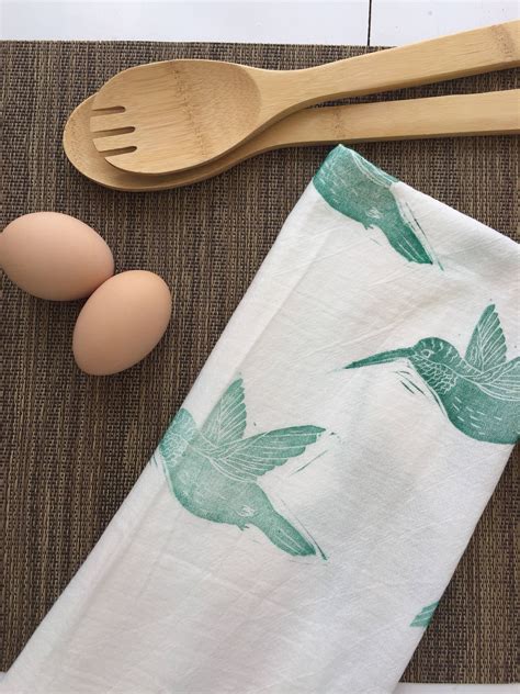 Spring touches + kitchen faqs | centsational style. Extra Large Flour Sack Dishcloth. Hummingbird print. Teal ...