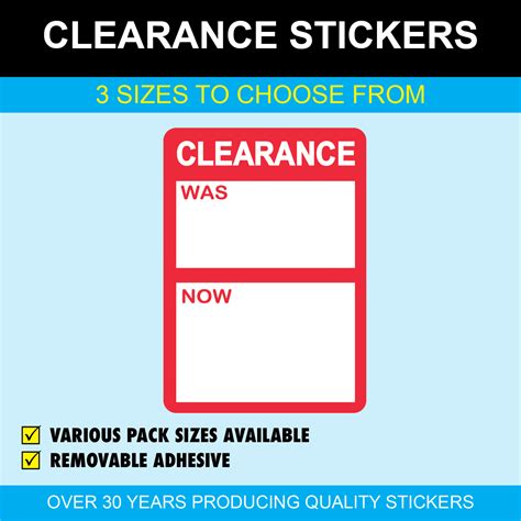 Clearance Was / Now Stickers - Available In 3 Sizes ...