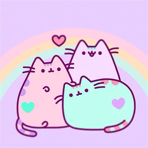 Pusheen Pink Cat Kawaii Rainbow Nyan Neko Meow