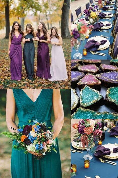 Dark Teal And Purple Jewel Tone Fall Wedding Color Ideas Wedding