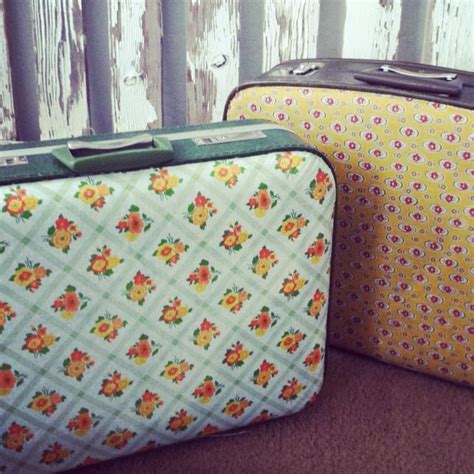 Mod Podged Fabric On Vintage Suitcases Vintage Suitcases Diy