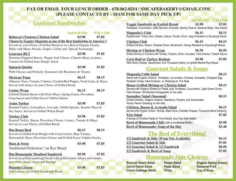 Menu for Sweet Magnolia's Cafe & Bakery in Gainesville, GA | Sirved