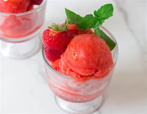 Strawberry Sorbet With Honey Mint Glaze Gday Soufflé