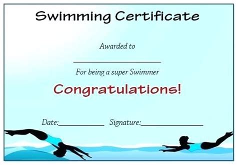 Swimming Certificate Templates Free Templates Example Swimming