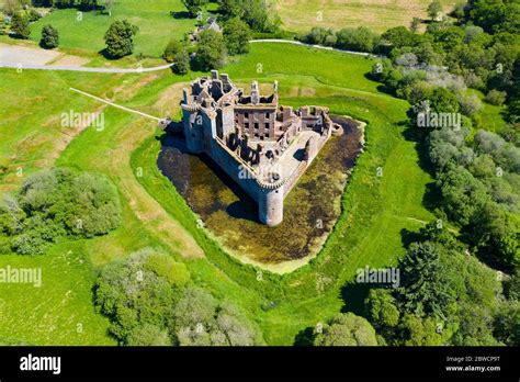 Aerial View Of Caerlaverock Castle In Dumfries And Galloway Scotland