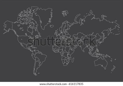 World Map Country Borders Thin Black Stock Vector Royalty Free 616117835