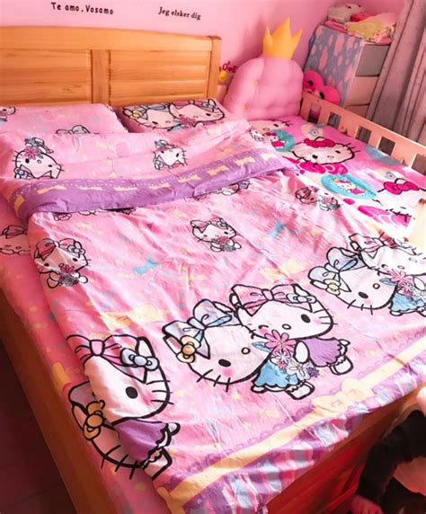 Understanding hello kitty bedroom sets. Hello Kitty Sister Cartoon QUEEN SIZE DOUBLE BED SHEET 4PC ...