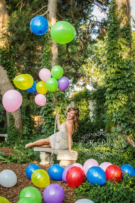 Senior Female Pose Balloons Photography Props Nebraska Kate Decostes