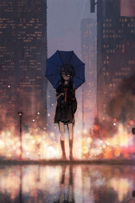 640x960 Anime Girl Rain Umbrella Iphone 4 Iphone 4s Hd 4k Wallpapers