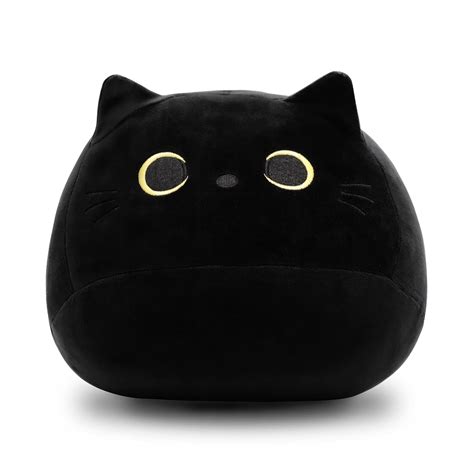 3d Black Cat Plush Stuffed Animal Toy Pillow Fat Black Cat Stuffed