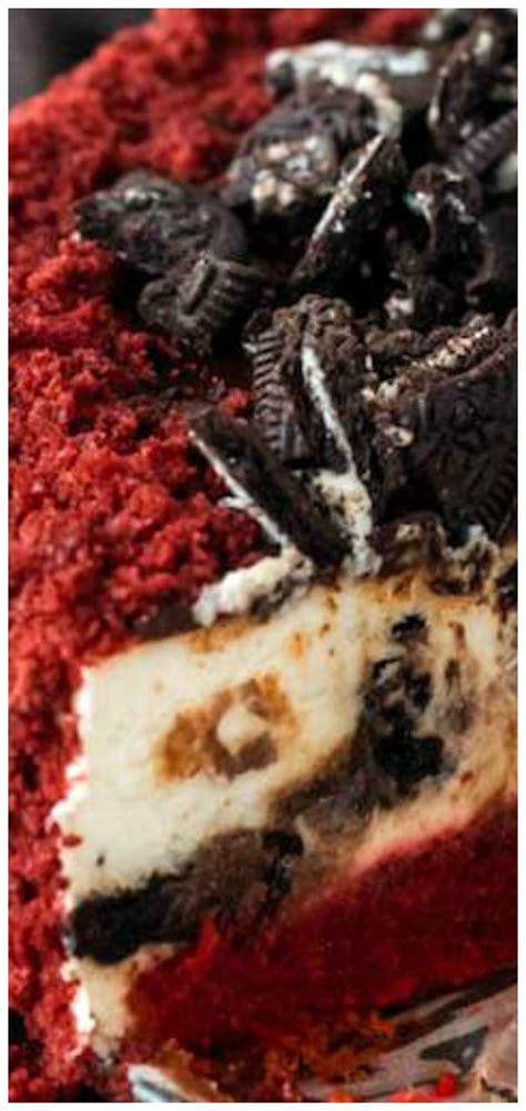 Red Velvet Oreo Cheesecake Starts With A Red Velvet Cake Base And A
