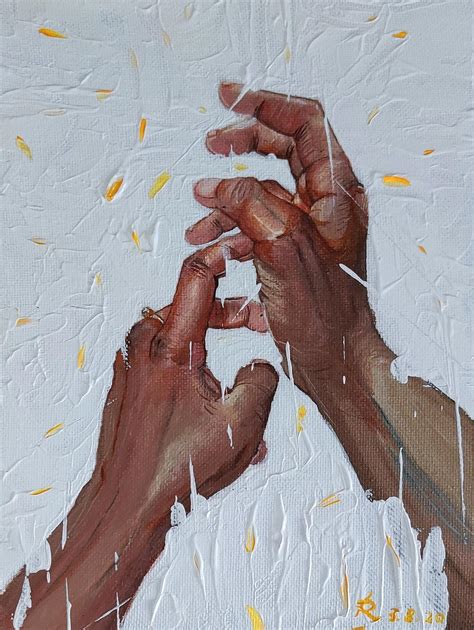 Acrylic Painting Of My Hands On Canvas 8×6 Rpainting