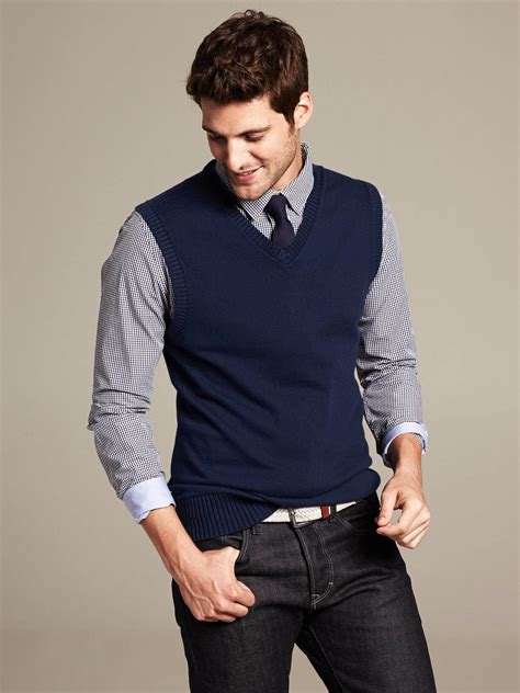 Checked Shirt Sleeveless Sweater Sweater Outfits Men Sweater Vest Outfit Sweater Vest Mens