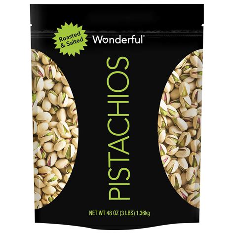 Wonderful Pistachios Resealable Bag Roasted Salted Nuts 48 Oz