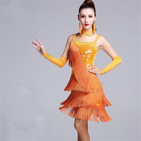 Latin Dance Contest Womens Adult Latin Dance Clothing New Latin Dress Fringed Skirt Costume In