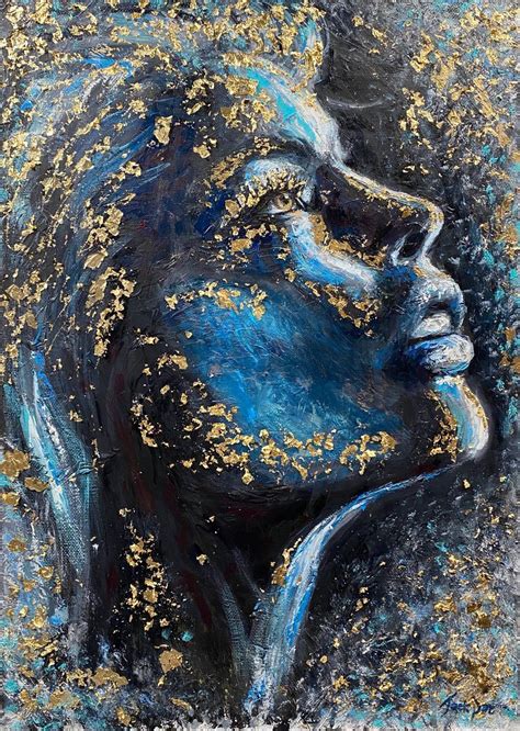 Gold Art Painting Woman Painting Oil Painting On Canvas Portrait