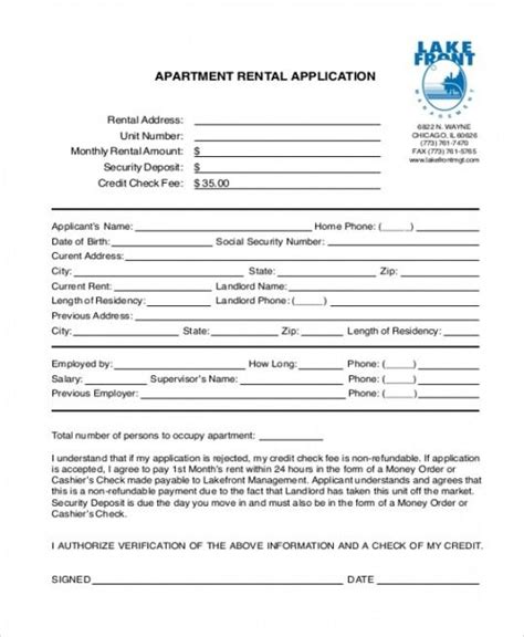 Room Rental Application Form Template Pdf Example Rental Application