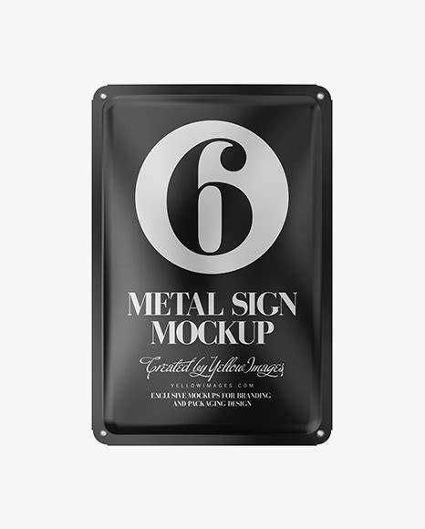 Download Metal Sign Plate Mockup - Front View in Outdoor Advertising Mockups on Yellow Images Object Mockups