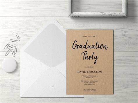 Graduation Party Invitation Instant Download Kraft Grad Party