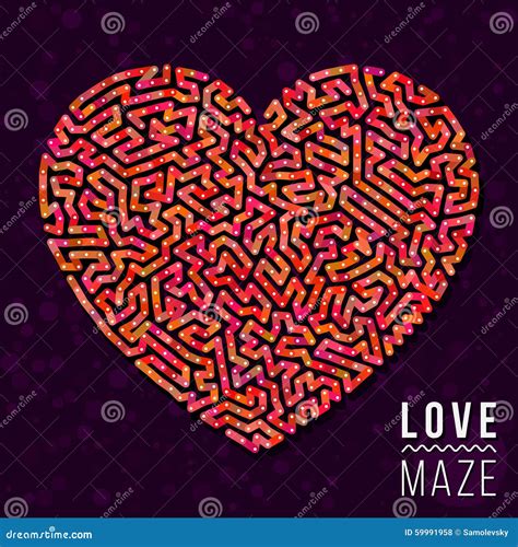 Love Maze Heart Shape Vector Element Stock Vector Illustration Of
