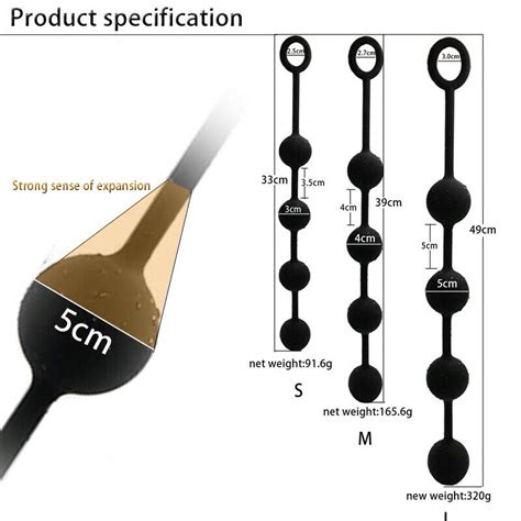 Large Silicone Anal Beads Anal Chain Butt Plug Anal Toy Black 175
