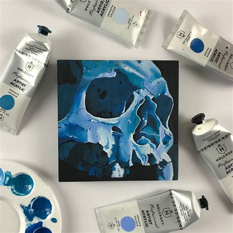 Acrylic Skull Painting Blue Etsy Australia Skull Painting Small