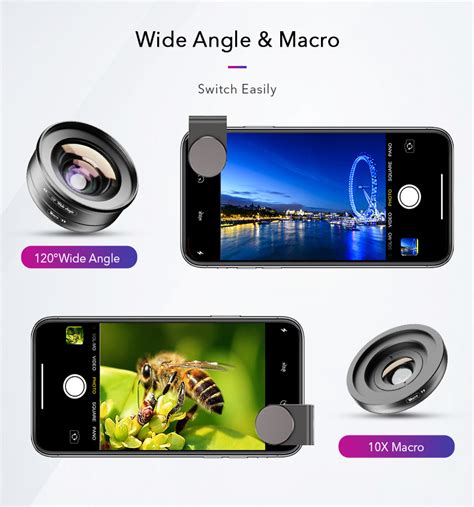 Apexel Universal 4k Hd Smartphone Camera Lens Kit 2 In 1 Optical Wide