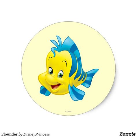 Flounder Classic Round Sticker The Little Mermaid