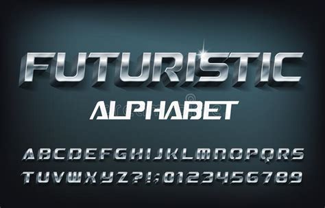 Futuristic Alphabet Font 3d Chrome Letters And Numbers With Shadow
