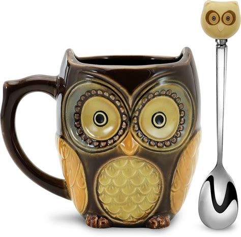 Amazon Com Sqowl D Coffee Mug Funny Cute Owl Ceramic Cup Coffee Mug