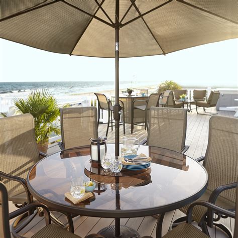 Best price 6 chairs marble top round dining table with lazy susan. Edgewater Dining Table with Lazy Susan: Outdoor Dining at ...