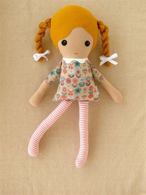 Fabric Doll Rag Doll Girl In Golden Braids Etsy Fabric Dolls Dolls