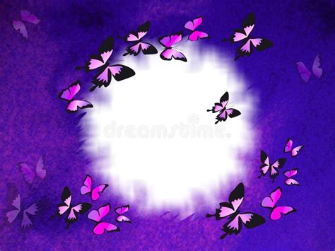Violet Border With Butterflies Stock Illustration Illustration Of