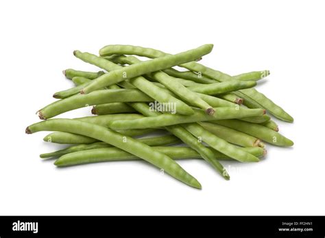 Fresh Raw Green Beans On White Background Stock Photo Alamy
