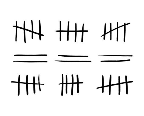 Tally Marks Or Prison Wall Signs Isolated Hand Drawn Four Sticks