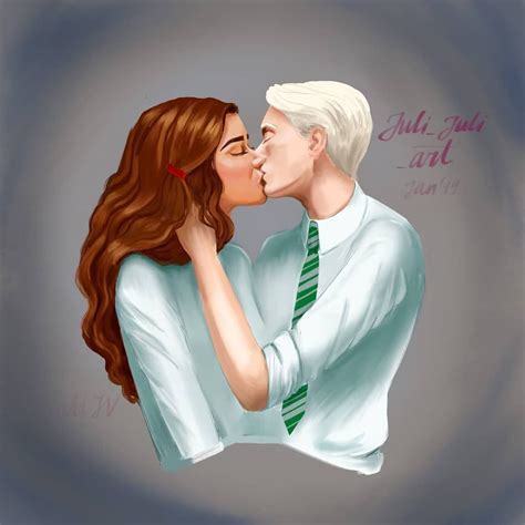 Hermione Granger And Draco Malfoy Kiss Harry Potter Fanart Wizarding World Of Harry Potter