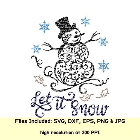 Let It Snow Svg Snowman Svg Christmas Svg Sayings Snowflake Etsy
