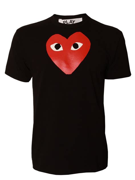 Comme Des Gar Ons Play Mens Heart Logo T Shirt Black In Black For Men