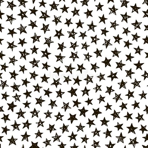 Hand Drawn Doodle Star Seamless Pattern Stock Vector Illustration Of