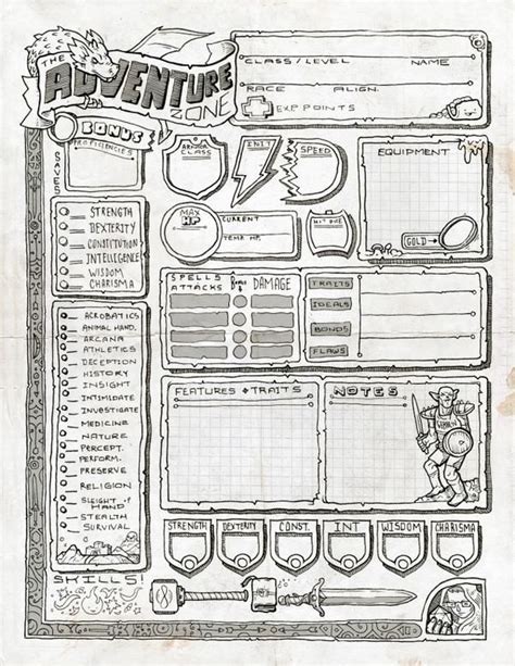 The Adventure Zone Dnd Character Sheet Rpg Character Sheet