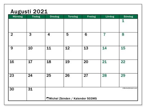 Skriva ut en tom kalender outlook. Kalender "503MS" augusti 2021 för att skriva ut - Michel ...