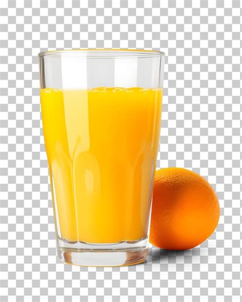 Un Vaso De Jugo De Naranja Con Una Naranja Sobre Un Fondo Transparente