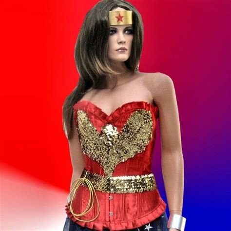 1940s wonder woman corseted costume cosplay outfits wonder woman strapless dress formal