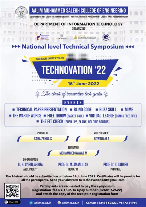 National Level Technical Symposium Technovation22 Organized By Dept