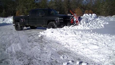 Snow Plowing With Chevy Silverado 3500 Western Pro Plow With Custom