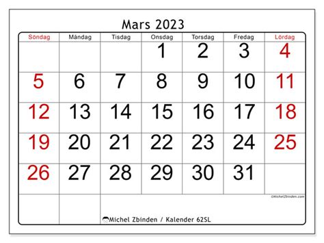 Kalender Mars 2023 För Att Skriva Ut “49sl” Michel Zbinden Se