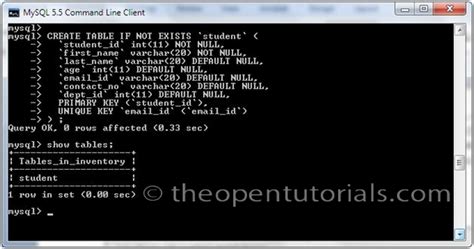 To create a table in mysql, within the schemas, expand the database folder on which you want to create a table. CREATE TABLE Syntax » the Open Tutorials