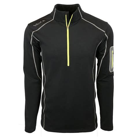 Thermal Half Zip Mens 5v Heated Pullover Black Cozywinters