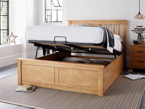 Malmo New Oak Finish Wooden Ottoman Storage Bed Ottoman Storage Bed